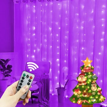 6 М 4 М 3 М LED Коледни Светлини Страхотна Струнни Светлини Завеса Венец USB Венец Дистанционно Коледна Украса за Дома Нова Година 2024 Изображение