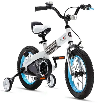 Бутони сини 14-инчови детски с тренировочными колела, амортизация на мотора, висока носеща способност, Преносима, удобна твърда обвивка Изображение