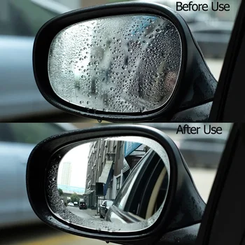 2 елемента Автомобилно Огледало за обратно виждане Прозрачен Защитен слой Защитен слой Срещу Замъгляване на Прозореца на Колата Защита От Дъжд Водоустойчиви Стикери За Стъкло Изображение