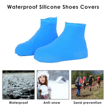 1 чифт силиконови галош, непромокаеми бахилы, защита за обувки, нескользящая износостойкая гъвкава защита за дъждовна обувки Изображение