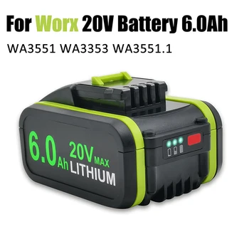 Акумулаторни литиево-йонни Батерии 20V 6.0 Ah, за електрически Инструменти Worx WA3551 WA3553 WA3641 WG629E Взаимозаменяеми Батерия Изображение