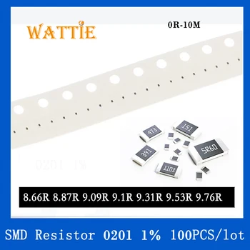 SMD резистор 0201 1% 8.66 R 8.87 R На 9.09 R 9.1 R 9.31 R 9.53 R 9.76 R 100 бр./лот микросхемные резистори 1/20 W 0.6 mm * 0.3 мм Изображение