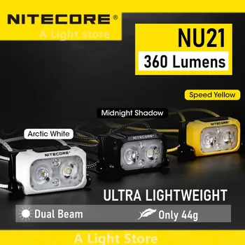 Налобный фенер NITECORE NU21, USB, Акумулаторна батерия Водоустойчив налобный лампа за къмпинг, фаровете за бягане, риболов Изображение
