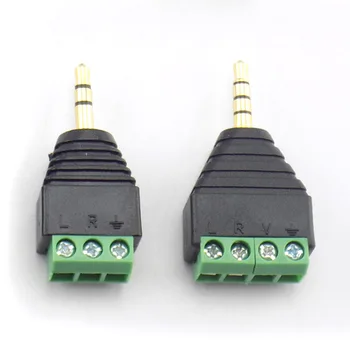 3,5 mm 3 щифта 4-щифта штекерный конектор 3pin 4pin Аудио AUX адаптер за слушалки към конектора за слушалки Стерео щепселът е без запояване направи си САМ Изображение