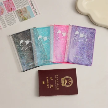 Модерен Прозрачен Холограма корици за паспорти, За жени и момичета, Скъпа от PVC, водоустойчив джобен формат за паспорт, чанта за кредитни карти, Бизнес чанта за кредитни карти Изображение
