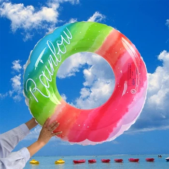 Пръстен за плуване от утолщенного PVC с розови модел, пръстен за плуване, пръстен за подмишниците Изображение