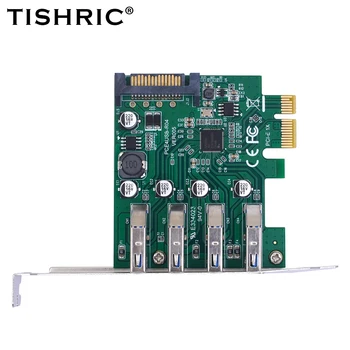 TISHRIC PCIE от 1 до 4 портове USB 3.2 Карта за разширяване на Допълнителна карта D720201 поддръжка на Системата за управление на Win xp/Vista/7/8/10/11 32- битова/64-битова Изображение