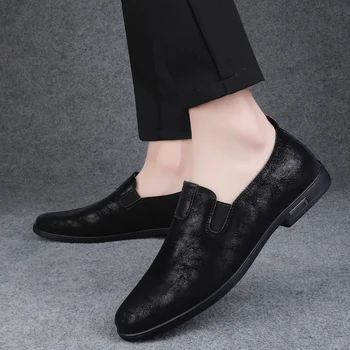 Обувки на платформа, Градинска обувки, Лоферы, Дишащи обувки, мъжки обувки, ръчно изработени от естествена кожа, Ежедневни обувки за мъже, на равна подметка Изображение