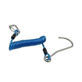 Кука за рафтинг с една глава, Рифовый кука от неръждаема стомана, навити пружинен кабел, аксесоар за безопасност при потапяне - син Изображение