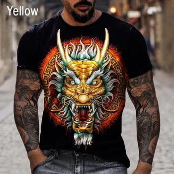 Марка BIANYILONG, лятна мъжка мода тениска с 3D принтом любимец дракон, уличен хип-хоп забавни модни готини тениски, потници Изображение