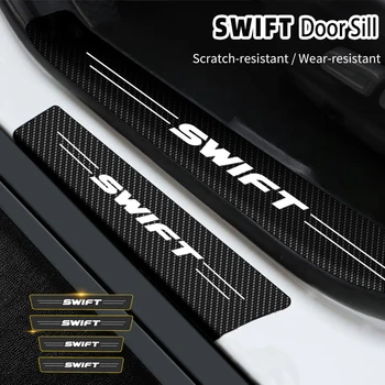 Тампон на прага на колата е от въглеродни влакна, защитни стикери за праг на Suzuki Swift 2005-2015 2016, защита на педала автоматично влизане във вратата Изображение