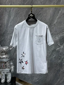 Нова лятна тениска с шарени графити 23SS сив цвят с къс ръкав Изображение