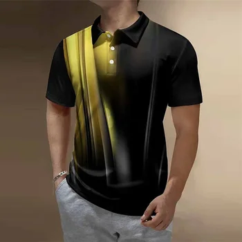 Мъжка риза с къси ръкави копчета, риза за голф, уличен принт, къс ръкав, лятна мъжка тениска, спортна мода, градинска облекло Изображение