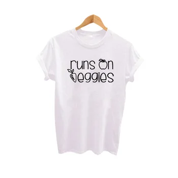 Femme Runs On Veggies, Ежедневни тениски с логото, Блузи, Дамски тениска, Harajuku, пънк-хипстер, Tumblr, Дрехи за Жени, Тениска Изображение