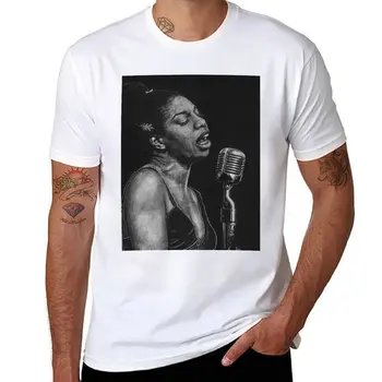 Нови легенди на музиката: тениска Miss Simone, черни тениски, реколта тениска, летни дрехи, тениска за момче, мъжки памучни ризи Изображение