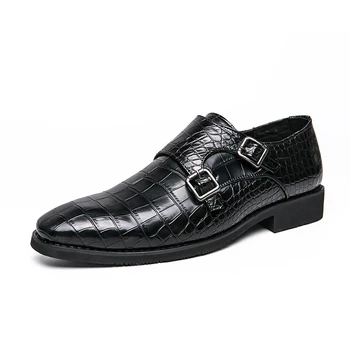 Мъжки обувки големи размери, Официална черна кожена обувки за мъже, Oxfords дантела за мъже, Сватба парти, Офис, Бизнес и Ежедневни обувки за мъже Изображение
