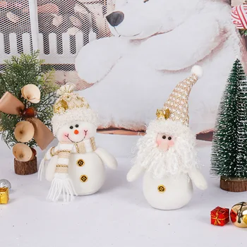 Къси плюшени коледни кукли с принтом, Дядо Коледа, Кукла-снежен човек, Коледни украси, Статуетка, украса, 1 бр. Изображение