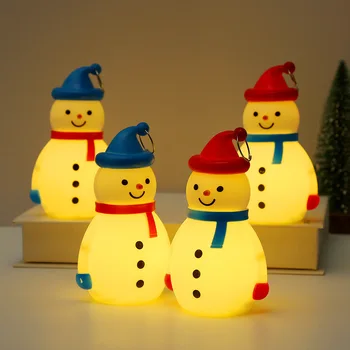 Коледна украса и декорация за деца, новият преносим малка нощна светлина, led светлини, орнаменти във формата на Снежен човек и подпори Изображение