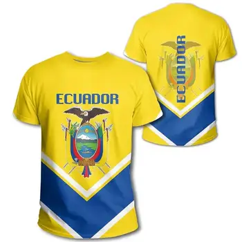 2023 Нова тениска на стопанските хартата на Еквадор, Лятна ежедневни градинска дрехи, мъжки модни тениски, Блузи с къс ръкав за момчета в голям размер Изображение