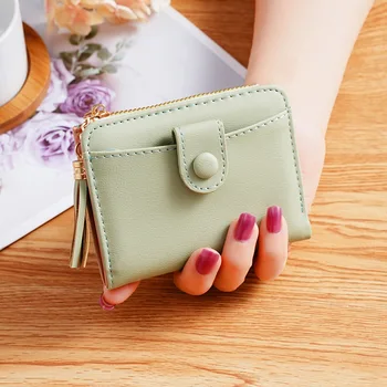 2023 Нов градски минималистичен модерен кратък жена чантата си джоб, универсален обикновен мултифункционален портфейл за дреболии, чанта за карти Изображение